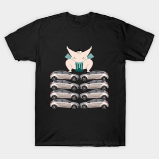 Sumo Wrestler on Car T-Shirt